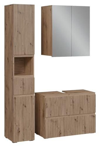 Vicco Juego de Muebles de baño de 3 Piezas Takumi, Artesano, 3 Partes