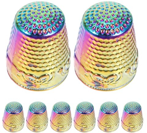 JOINPAYA Lot de 8 Set de Dés à Coudre en Métal Protège-Doigts pour Couture à la Main Quilting et Broderie Accessoires de Couture Multifonctionnels pour Travaux Manuels Loisirs