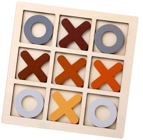 mophrati Emozioni da gioco con scacchiera XO e giochi di puzzle educativi per lo sviluppo e il potenziamento delle conoscenze dei bambini, rompicapo educativi intelligenti, caffè, 14.5x14.5 cm