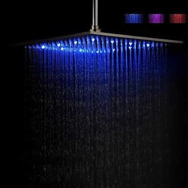 30 x 30 quadrati in acciaio inox LED soffione doccia con 3 colori