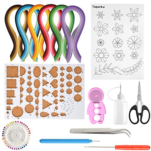 TUPARKA 15 PCS Paper Quilling Kits with 29 Colors 600 Strips Quilling Paper DIY Design Drawing Handcraft Tool