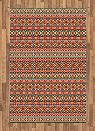 ABAKUHAUS aztekisch Teppich, Peru-Volkspastellmotive, Deko-Teppich Digitaldruck, Färben mit langfristigen Halt, 120 x 180 cm, Mehrfarbig