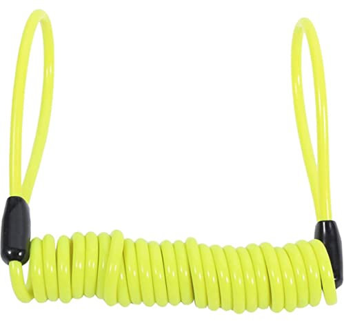 AUTOZOCO Cable candado, Cable de seguridad para vehículos de dos ruedas, Adaptador de recordatorio antirrobo, Candado motos, scooters y bicicletas, Amarillo, Diámetro cable 2 mm, 120 cm Largo