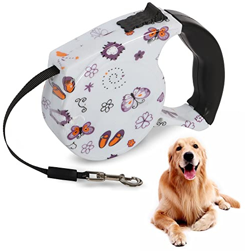 Beaface Correa retráctil extensible de 16 pies/5 m, correas retráctiles para perros pequeños y medianos de hasta 25 kg, correas extensibles para perros con mango antideslizante, cinta de nailon