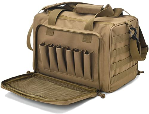 OAREA Tactical Training Bag Molle System Jagd Zubehör 600D wasserdichte Gun Shooting Range Bag Khaki Werkzeugtasche Camping (Color : TBP005-T)