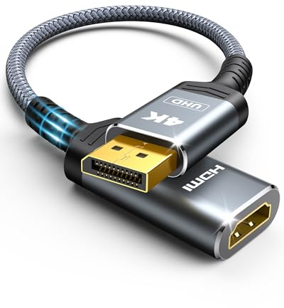 Highwings 4K Display Port to HDMI Adapter, Uni-Directional DP 1.2 Computer to HDMI 2.0 Screen, DisplayPort to HDMI Adapter (Male to Female), SR Anti-Break, No Latch, for Dell HP AMD NVIDIA, Passive