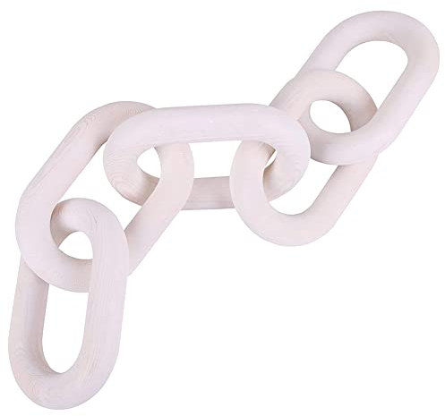 Anlayliay Wooden Chain Link Home Decor Hand 5-Ring Art Craft Ornament for Table Tray Farmhouse Office Rustic White