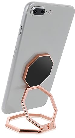 Cobee Cell Phone Ring Holder Finger Kickstand, 360° Rotation Metal Cellphone Back Grip Foldable Cell Phone Stand Adjustable Phone Holder Compatible with Most Smartphones (Rose Gold)
