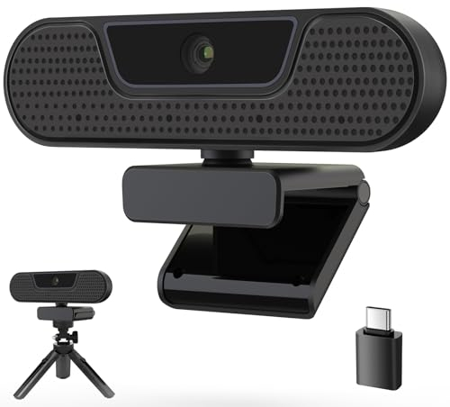 VIZOLINK W8GS Webcam 4K, 1080P HD para PC con micrófono, Enfoque automático, corrección de luz, Campo de visión de 85°, Cubierta de privacidad, Plug & Play, para Mac, portátil, Zoom, Skype