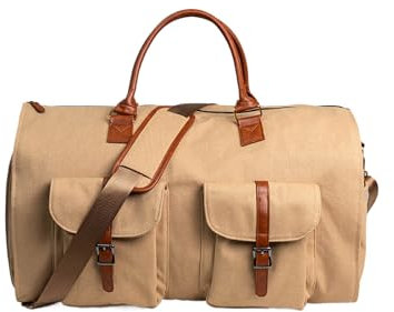 osiuujkw Umwandelbare Reise Kleidungs Handgepäcktasche mit hängendem Koffer, PU Geschäftsreisetasche im Anzug, 2 in 1, Dunkelbraun