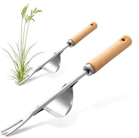 Dandelion Weed Puller With V-Shape, Wood Handle Dandelion Removal Tool, Stainless Steel Hand Weed Puller Tool, Gardening Hand Tool, Manual Weed Removing Weed Remover Tool for Yard Weeding Tool