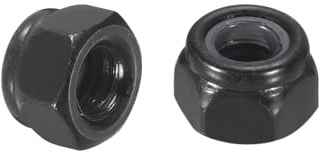 sourcing map 100Pcs M4 x 0.7 Nylon Insert Hex Lock Nuts, Carbon Steel Self-Locking Nylon Insert Stop Nut for Industrial Construction Fasteners, Black&Black
