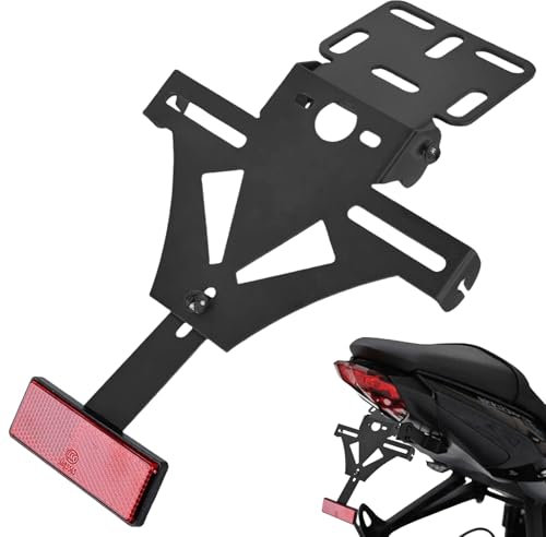 WIYETY Portatarga per moto: portatarga universale regolabile, supporto per licenza con illuminazione targa per la maggior parte dei modelli di moto comuni