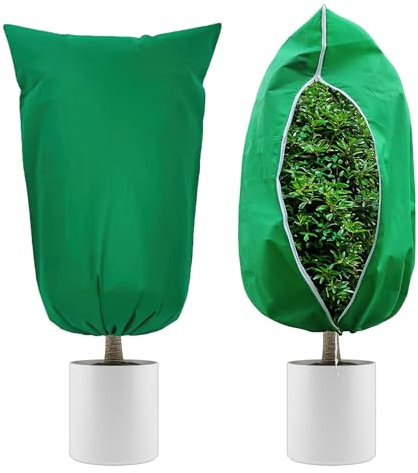 2 Stück Pflanzenschutz Winter, Groß Frostschutz Kübelpflanzensack für mit Reißverschluss Zugband,Winter Pflanzenschutzsack Pflanzenabdeckung Frostschutz Vlies,Atmungsaktiv Reißfest (80 x100cm)