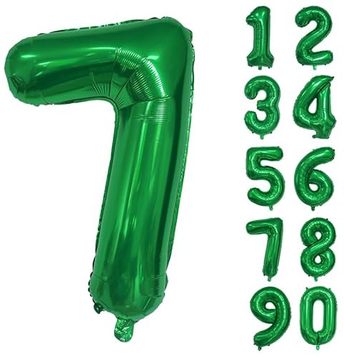 32 Inch Number Balloons Giant Number Aluminium Foil Helium Balloons for Birthday Party Celebration Decoration New Year Baby Shower Anniversary (Green, 7)