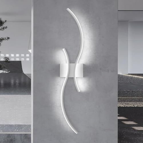 Comely Applique da Parete Interno LED, 27 W 3000 LM Moderno Lampada da Parete LED, Bianco Linea Lampade a Muro per Camera da Letto, Soggiorno, Corridoio, Bianco Freddo 6500 K