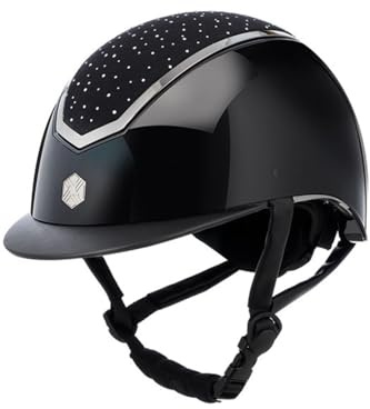 Charles Owen Kylo Crystal Riding Hat - Black Gloss/Chrome