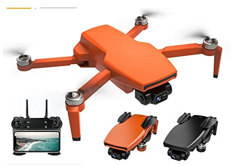 Drone Två- Gimbal Kamera Drone GPS 5G WiFi 4K Mini Quadrocopter Professionell Borstlös Motor Dual Cam RC Drone (Färg : Orange 1B FB Storlek: 1) (Orange 3B Väska 1)