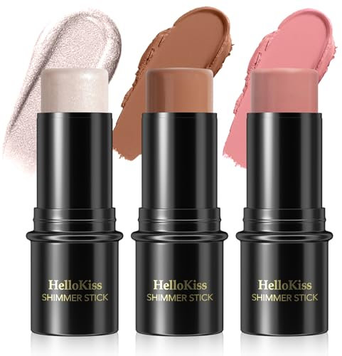 3PCS Contour Highlighter Blush Stick Set – Waterproof Long-Lasting Cream Stick for Cheeks, Lips & Eyes, Long-Lasting & Easy to Apply