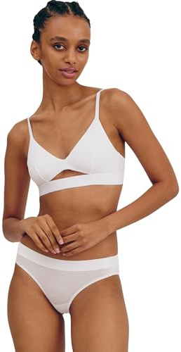 Organic Basics Women's Soft Touch Triangle Bralette, White, Large