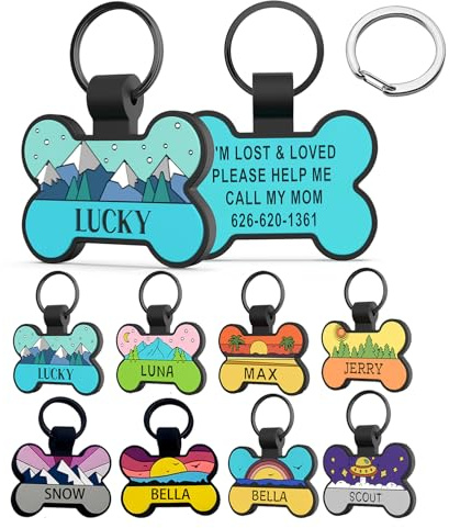HQYDDMI Silent Silicone Dog Tag, Personalized Engraved Silicone Dog and Cat Name Pet ID Tags, Soundless No More Jingling Dog Tags (1 PCS,Bone)