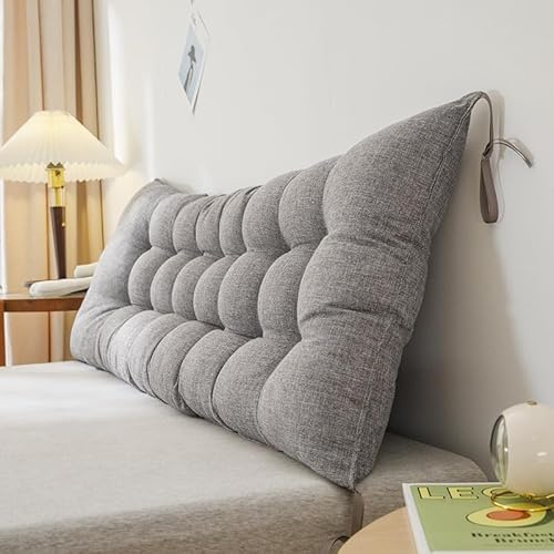 Almohada de cuña grande para cabeceros y sofás cama, almohada ortopédica triangular de lectura con soporte lumbar, cojín de espuma viscoelástica con correas de posicionamiento, material similar al