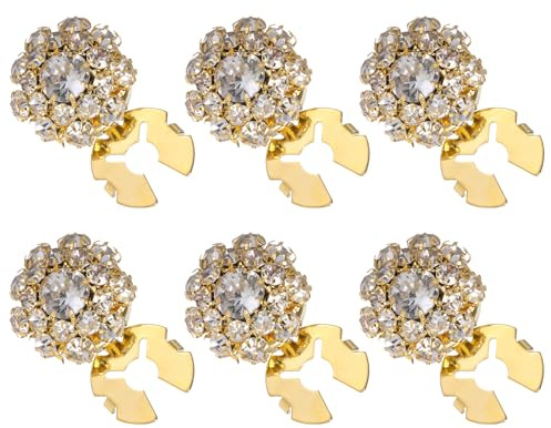 6 fundas de botones, fundas desmontables para botones de diamantes de imitación para mujer, blusas, clips decorativos de cristal, joyería para jeans, costura, manualidades, mujeres y hombres (dorado)