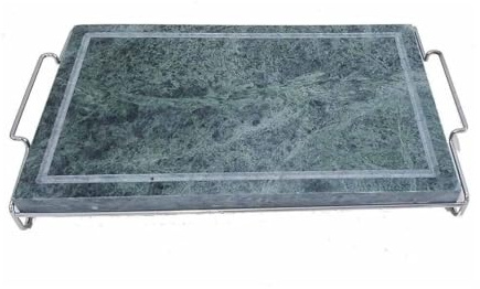 Pietra Ollare 19x37 cm con Stand in Metallo Bistecchiera & Grill da Tavolo Barbecue Griglia per Servire Carni Verdure pesce al Tavolo