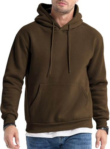 NLAND Sudadera con Capucha de Forro Polar Suave para Hombre Termica Deportiva Manga Larga Hoodie Manga Larga Invierno con Gorro,Café XXL
