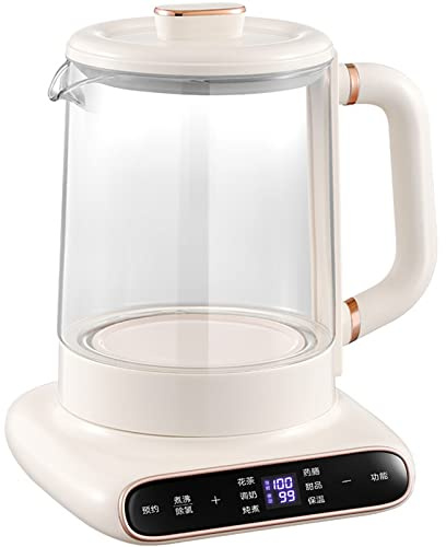 Wmmner Bollitore Elettrico, Controllo Della Temperatura da 1,5 Litri Bollitore Teiera Multifunzione Teiera a Fiori Teiera Automatica Multifunzione Addensata in Vetro Pentola Muta Acqua Bollente/1.5L