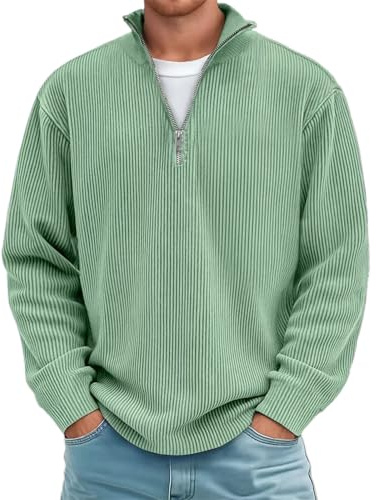 Felpa Oversize da Uomo con Mezza Cerniera, Pullover Invernale da Uomo con Chiusura a 1/4 di Cerniera, Maglione a Maniche Lunghe Moda da Uomo, Comodo Maglione da Uomo, Maglione da Uomo a Collo Alto