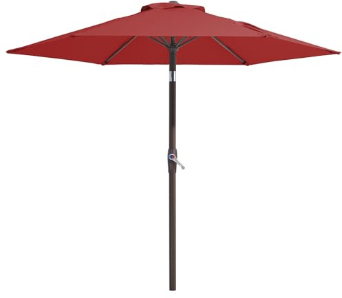Palawano Sombrilla de Jardín con Inclinación Ajustable y Manivela, Parasol Exterior con Protección UPF50+ para Terraza, Patio, Piscina y Playa (Rojo, 2.3M)