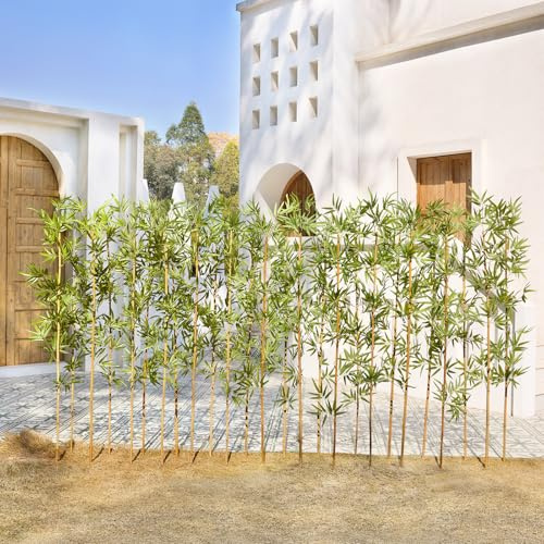 Artificial Bamboo Plant 7Ft Privacy Fence Screen - Real Bamboo Poles & UV-Resistant Faux Leaves for Indoor Outdoor, Fake Plants for Garden, Patio - Balcony Privacy Cover,Decorative Fencing 36Pcs,VN144