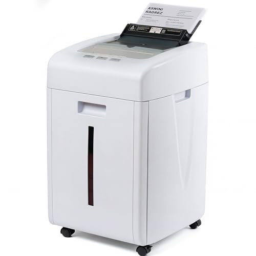 Trituradora de Papel de 200 Hojas: P5 Destructora de Documentos Automática con Corte Micro 2 x 15 mm Trituradora de Papel Eléctrica con Bandeja de 35L para CD, Tarjetas y Grapas