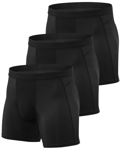 Niksa Bóxer para Hombre(Pack de 3) Calzoncillos Bóxers, Calzoncillos Deportivos para Hombre Ropa Interior Funcional Pantalones Cortos de Ciclismo Shorts de compresión Negro Small