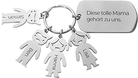 LAUBLUST Schlüsselanhänger Personalisiert - Mädchenfiguren & Jungenfiguren - Geschenk für Familie | in Geschenkbox
