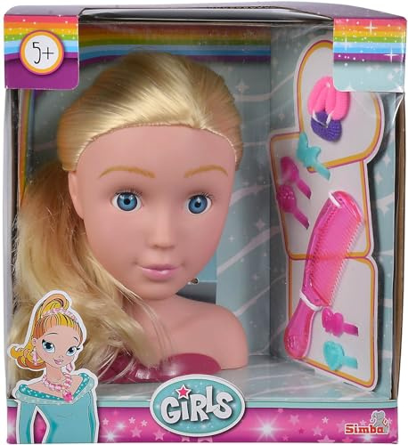 Simba 105560145 - Girls by Steffi Frisyr- och Sminkhuvud - Nylonhår, Borste, Kam, Hårklämmor och Smink, 19 cm, Från 5 år