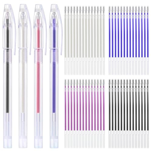 64 Stück Markierstifte Nähen, Hitze Löschbar Stifte für Stoff, Stickstift Wärme abwischbare Markierung Stifte für Stoff Nachfüllungen, Stoffmarkierstifte, Stoffmarker zum Quilten, Nähen, Schneidern