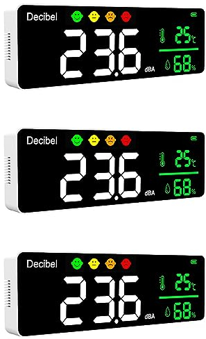 BLASHRD 3X DM1306D Digitaler Dezibel-Schallmesser Intelligenter Geräuschdetektor Zur Wandmontage 30-130 DB Temperatur- und Feuchtigkeitsmonitor