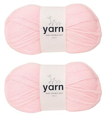 Korbond Baby Pink Yarn -2 x 100g Acrylic Baby Yarn - Soft, Lightweight, Hypoallergenic & Durable (200g/580m Total)