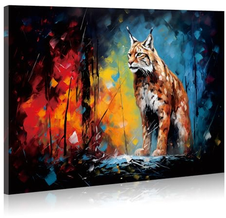 JBER Lince lienzo pintura arte de la pared, adecuado para la decoración del baño, decoración del hogar cartel, decoración animal divertido, enmarcado, 60 X 40cm
