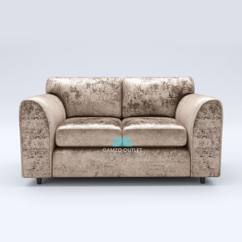 Gamzo Outlet High-end 2-seater Comfortable Crushed Velvet Full-Back Fashionable Sofa with Unique Design with Modern Finish for moderate to Spacious Living Room (Colour- Misty Mink)