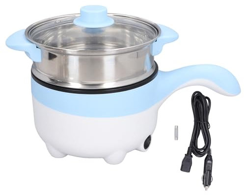 Marmite électrique de Voiture 24V 2L, Poêle Multifonction Portable avec Prise de Marmite à Vapeur en Acier Inoxydable pour Pique-nique Camping