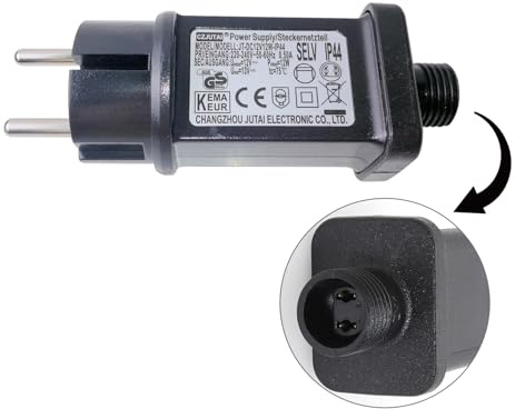CZJUTAI IP44 - Trasformatore a LED, 12 V, 12 W, alimentazione per illuminazione natalizia con presa europea (presa a vite, costante acceso, DC12 V12 W)