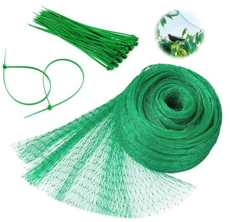 YZROHYI Rete Anti Uccelli 4 X15 M,Rete per Alberi da Frutto con 50 Fascette,Antiuccelli per Orto per Uccelli Protezione,Ciliegio Rete Trasparente per Piccioni per Cattura Uccelli