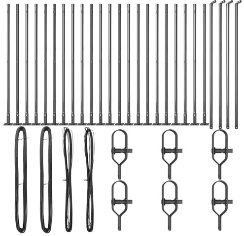 vidaXL Pali per Recinzione con Piastre di Base, 26 Pz, Ø32mm, 110cm, Acciaio Zincato, Finitura Dipinta, Robusti per Supporto Esterno e Facile Installazione, Ideali per Giardini, Terrazze, Design Mode