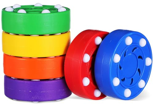 CLISPEED 6 Pcs Ice Hockey Roller, Indoor and Outdoor Floor Roller Hockey Training Balls, Multi-Colored ABS Ball for Street and Field Practice