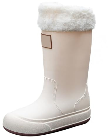 Generisch Botas de goma para mujer, forradas, botas de lluvia, impermeables, botines de trabajo, botas de Wellington, botas de lluvia, botas de agua, botas de jardín, botas de lluvia, Blanco, 37 EU