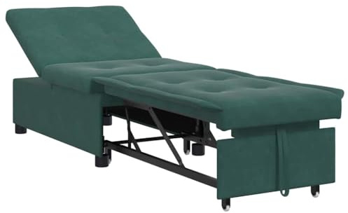 vidaXL Soffsäng Mörkgrön 194 x 67 x 82 cm Sammet, Vardagsrum, Modern, Omvandlingsbar Bäddsoffa, Lyxigt Sammet Sittande, Utrymmessparande, Multifunktionell Inomhus Lounge