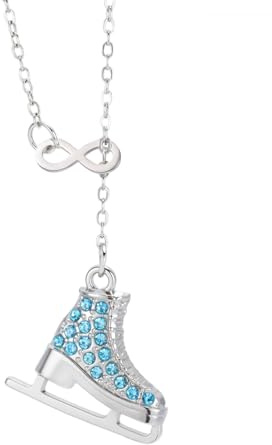 TEAMER 3D Turquoise Crystal Ice Skate Necklace Figure Skating Infinity Symbol Pendant Skater Necklace Inspirational Jewelry For Women